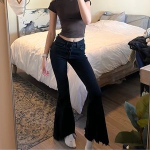 Flying monkey black denim bell bottom jeans